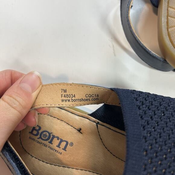 Born Women's 7M Hanz Sandals Navy Blue Slingback Knit Leather Flat - Picture 5 of 7